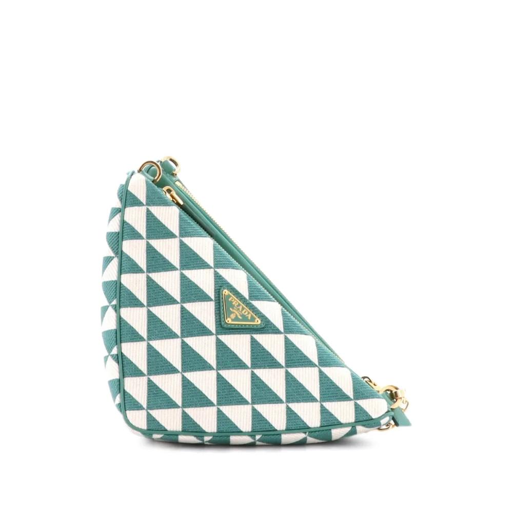 Мини-сумка на плечо Double Symbole Triangle Bag Leather and Jacquard 2