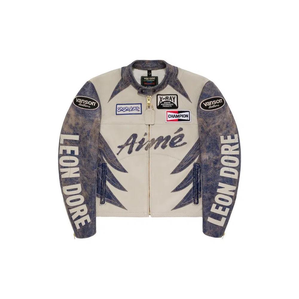 Кожаные куртки Aimé Leon Dore x Vanson Distressed Leather Moto Jacket «Pristine» 2