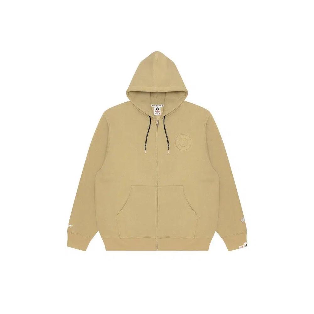 Толстовки на молнии AAPE Moonface Debossed Zip-Up Hoodie 'Ivory/Grey' 1