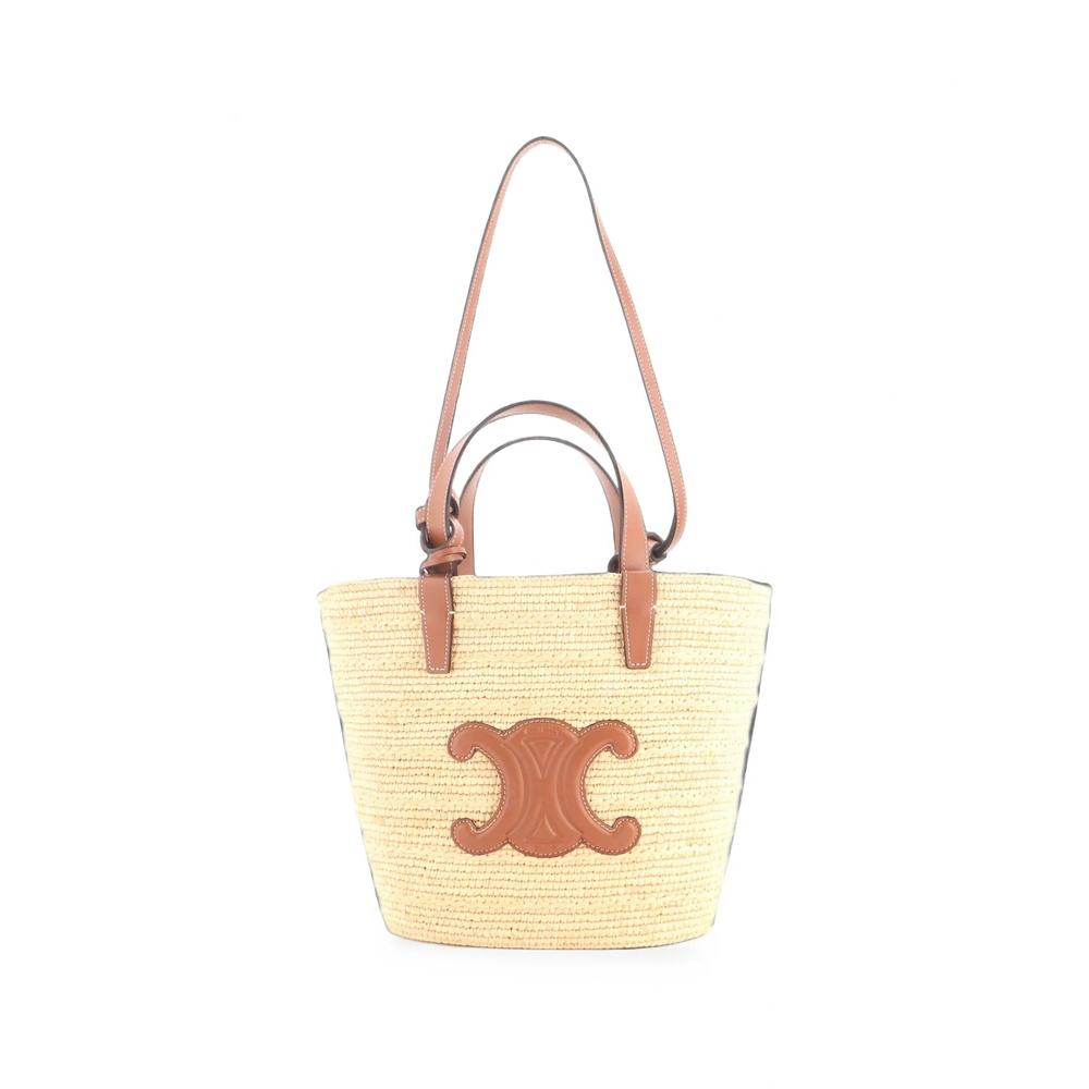 Classic Panier Raffia and Leather Teen tote bag 1