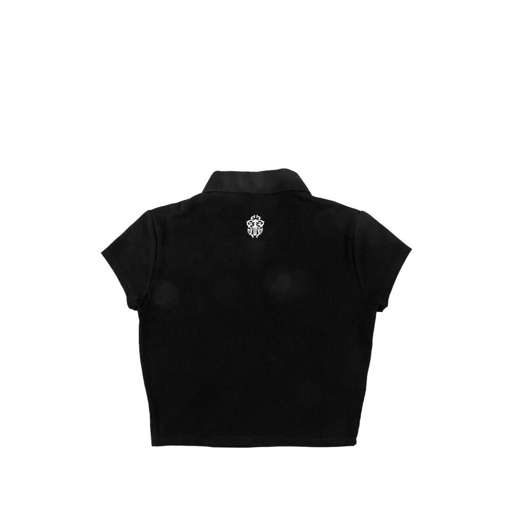 embroidered cropped polo shirt 2