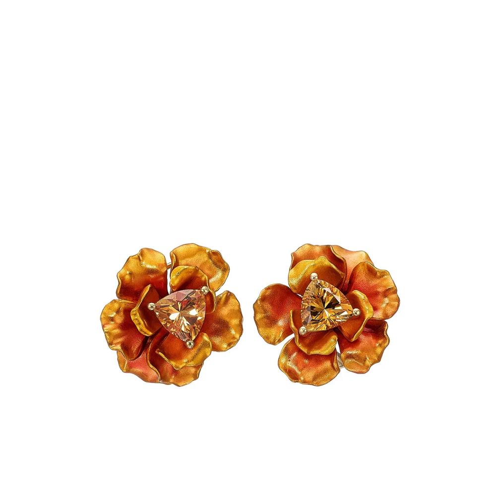 Серьги-гвоздики Magma Rose из желтого золота 1