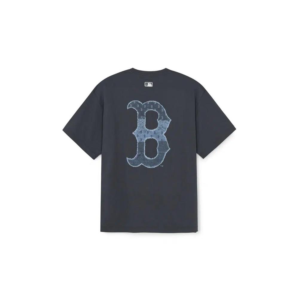 ВИНТАЖНАЯ ФУТБОЛКА С ДЕНИМОПОДОБНЫМ МОНОГРАММНЫМ ПРИНТОМ BIG LUX OVER FIT BOSTON RED SOX 2