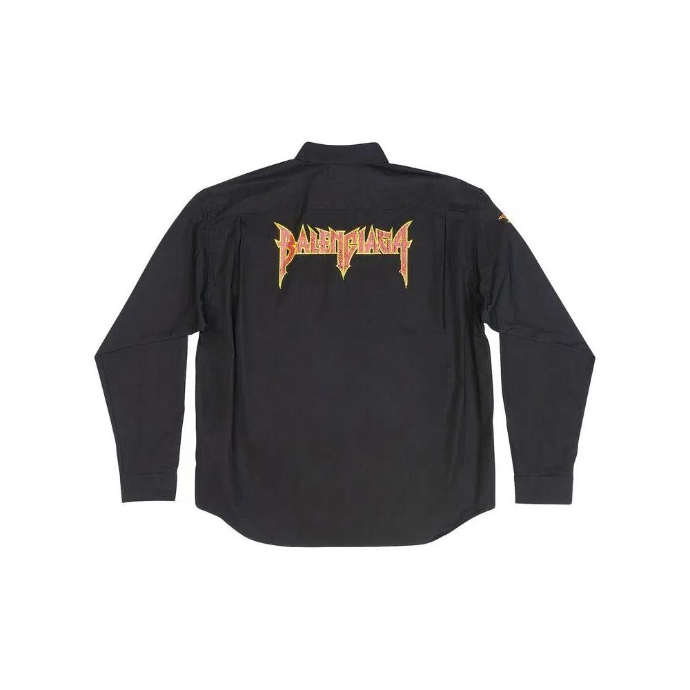 Рубашки на пуговицах Balenciaga Metal Logo Shirt 'Черный' 2