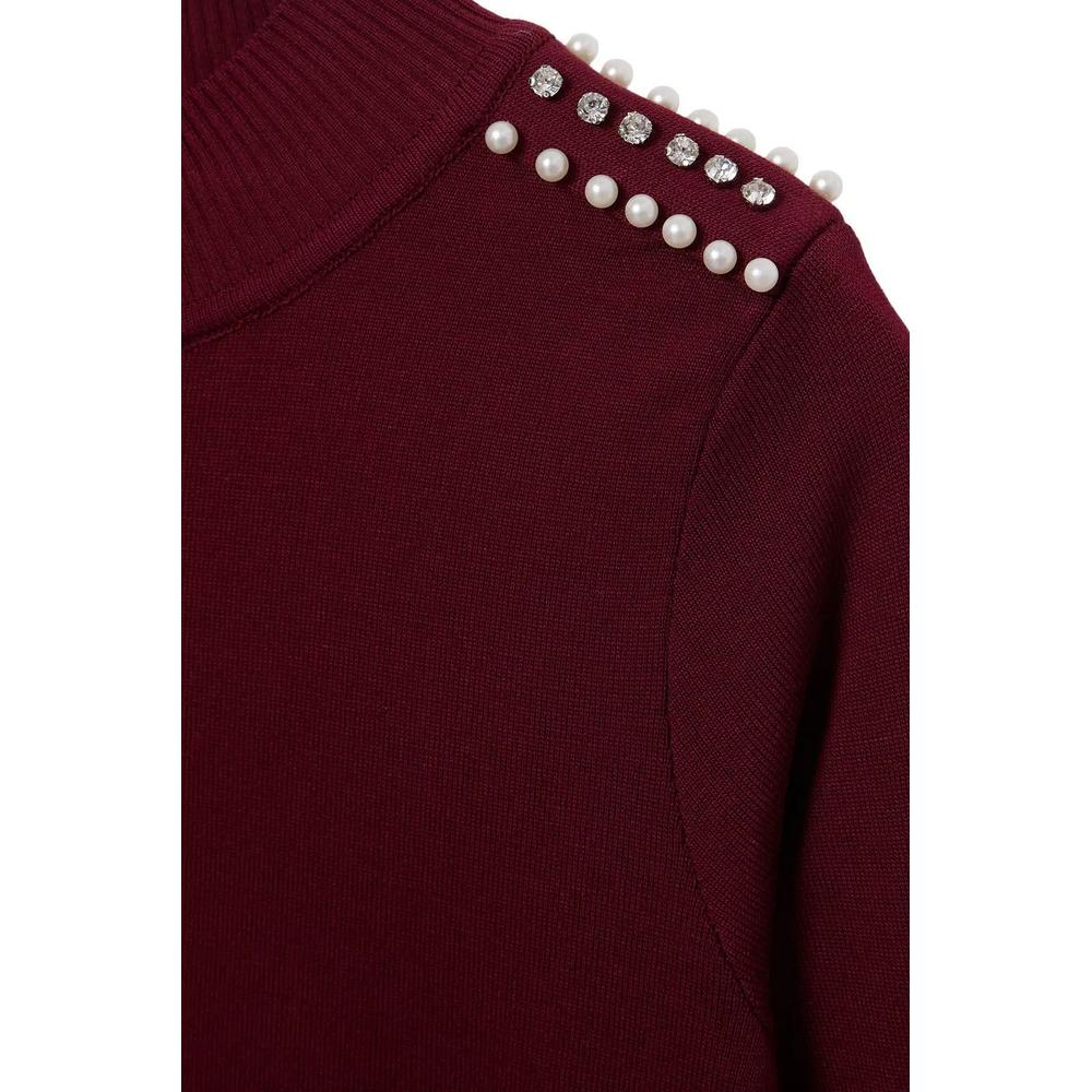 Платье-хиджаб Burgundy Unlined Plain Knitwear Single Layer 5