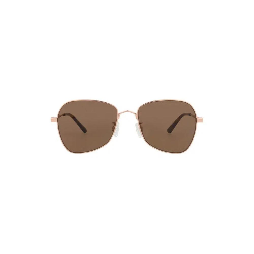 Alexander McQueen Квадратная оправа Металлические солнцезащитные очки 'Gold/Brown' 1