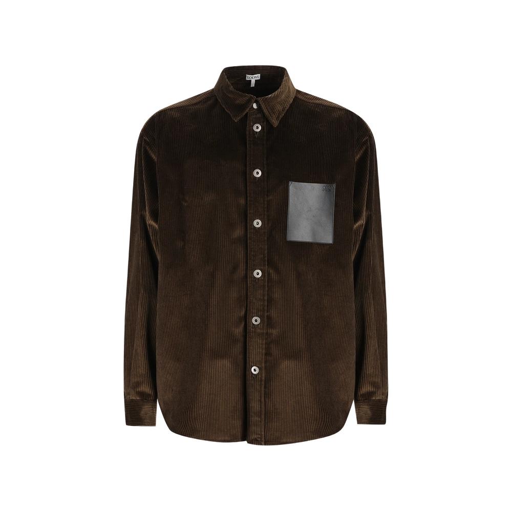 corduroy leather-patch shirt 1