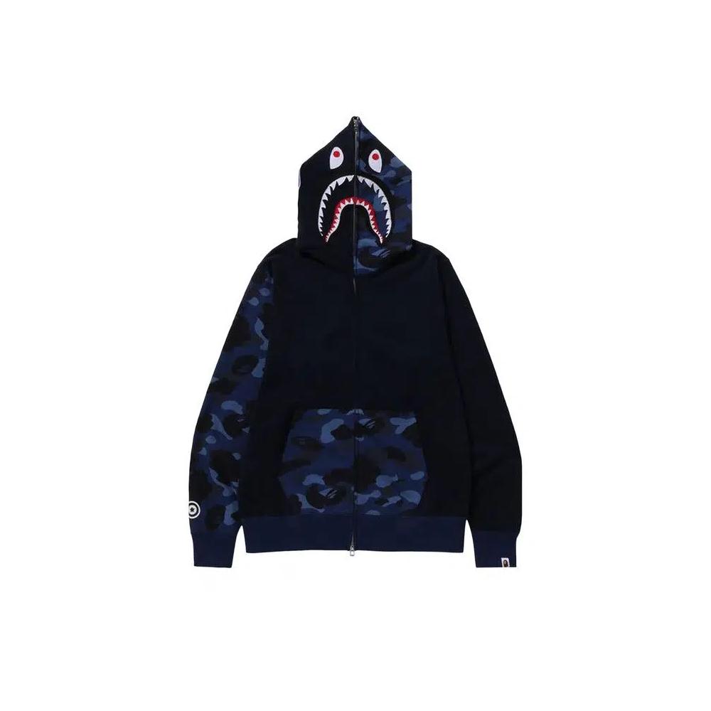Молнии BAPE Color Camo Shark Full Zip Hoodie 'Navy' 1