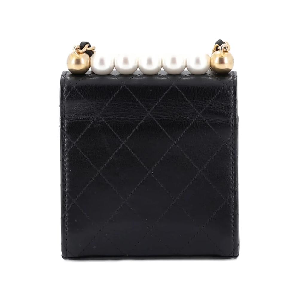 Chic Pearls Flap Clutch with Chain Quilted Goatskin Mini crossbody bag 2