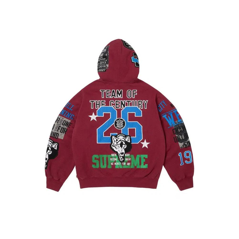Худи Supreme Warriors Appliqué Zip Up Hooded Sweatshirt 'Cardinal' 2