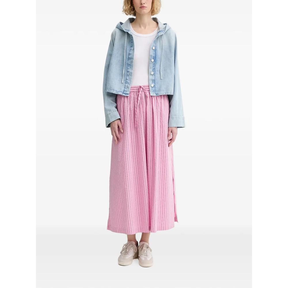 vertical-stripe drawstring midi skirt 2
