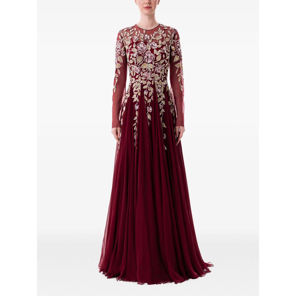 floral-embroidered chiffon maxi dress 1