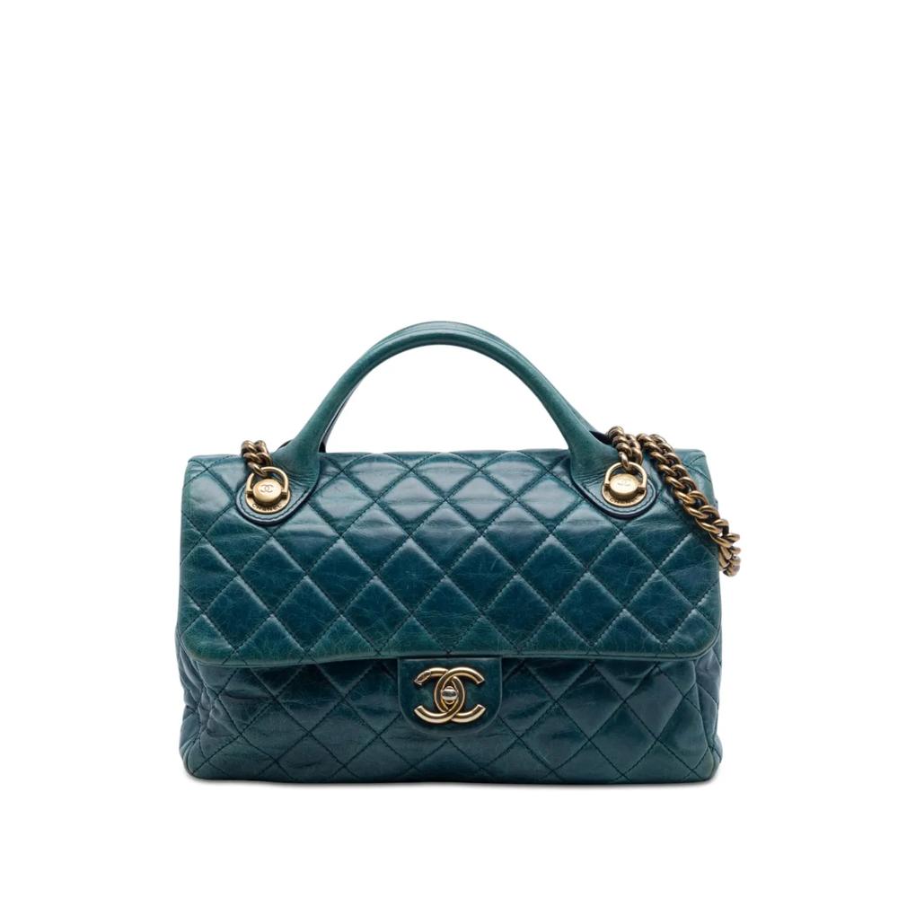 Сумка-сэтчел Glazed Calfskin Castle Rock Top Handle Flap среднего размера (2014 год) 1