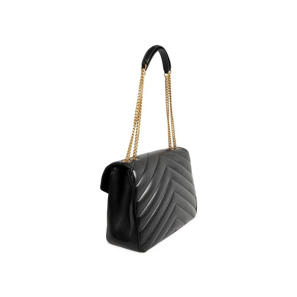 Сумки через плечо Saint Laurent Loulou Foldover Top Large Shoulder Bag 'Black' 2