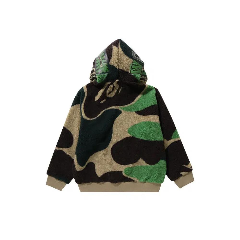 Zip Ups BAPE Mega ABC Camo Shark Boa Hoodie 'Зеленый' 3