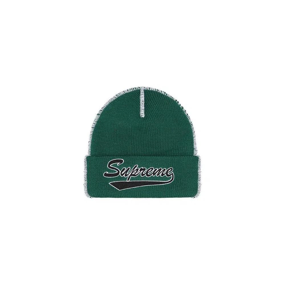 Шапки-бини Supreme Contrast Stitch Beanie 'Dark Pine' 1