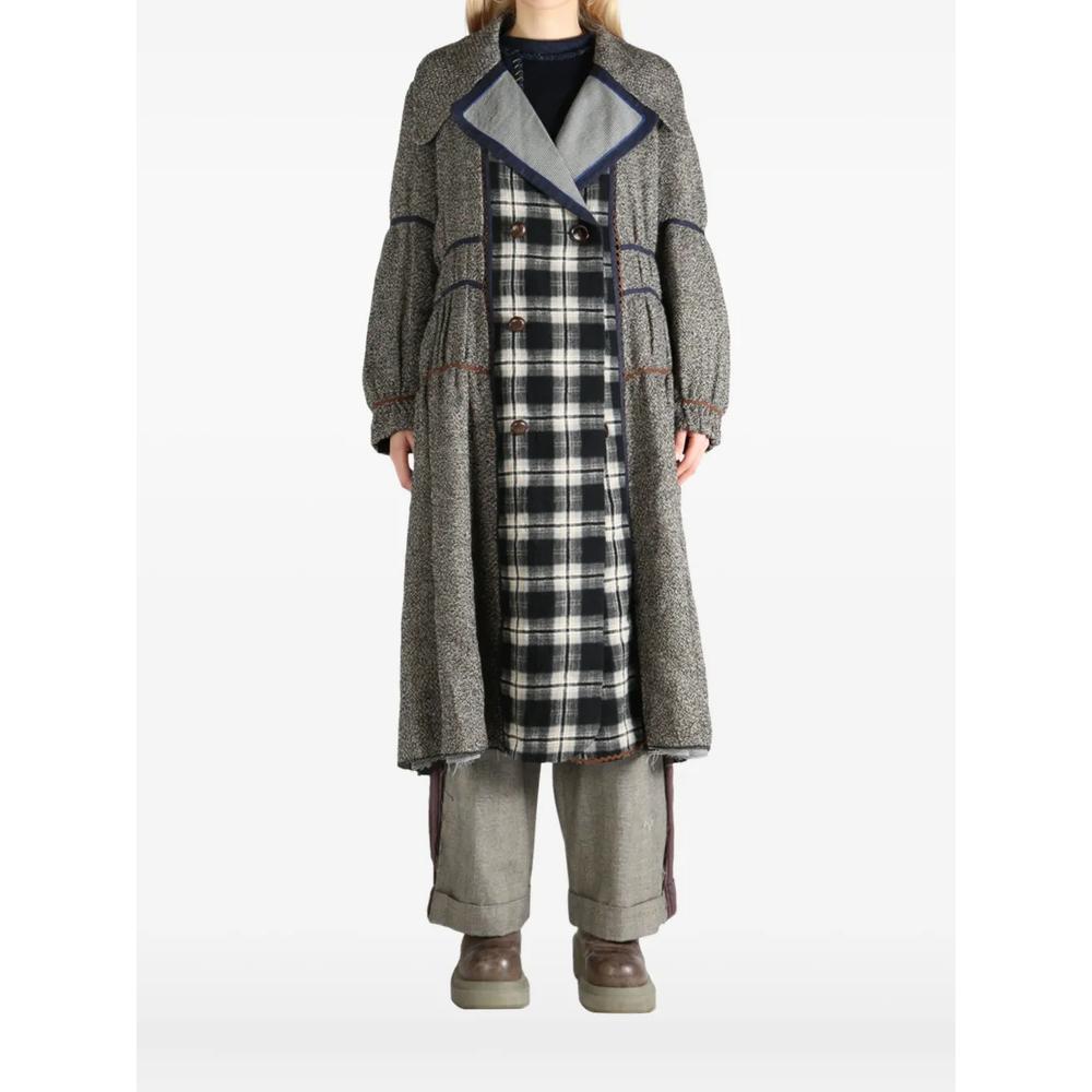 checked wool blend coat 1