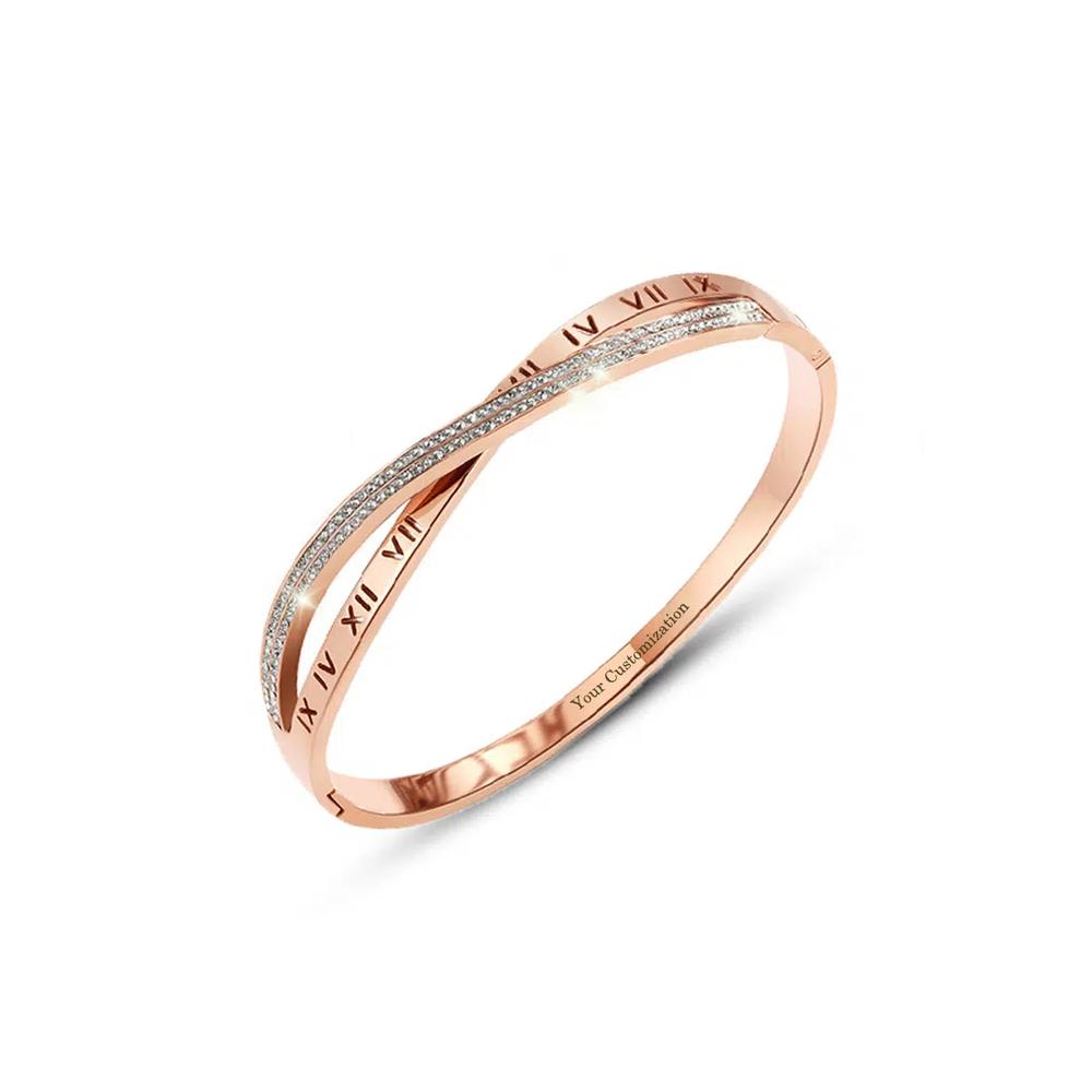 CELOVIS - Браслет Vera Roman Numeric Zirconia Cross в цвете розовое золото 1
