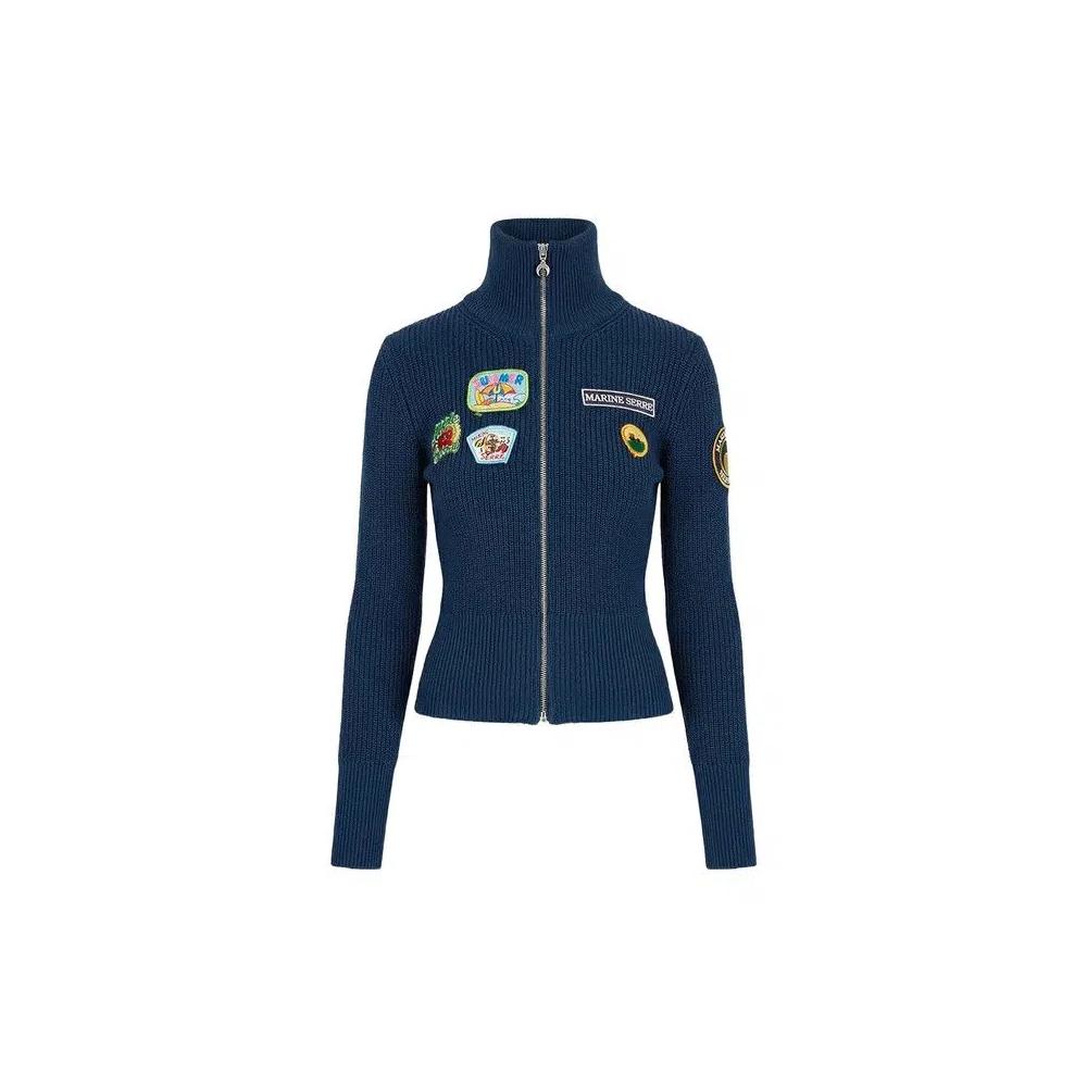 Кардиганы Marine Serre UPC Patch Cardigan 'Blue Petrol' 1