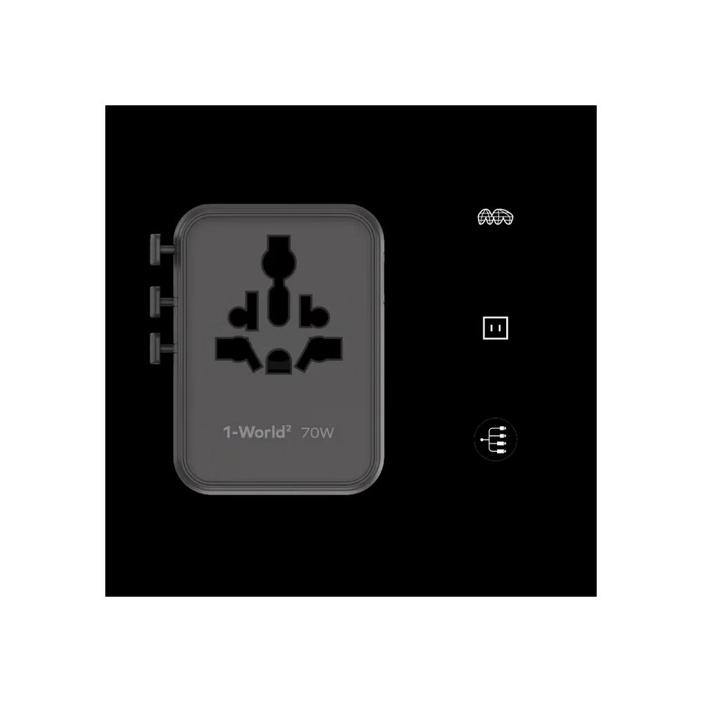 Momax 1-WORLD² 70W двойной AC пять USB GaN универсальный переходник - пустынный золотой 2