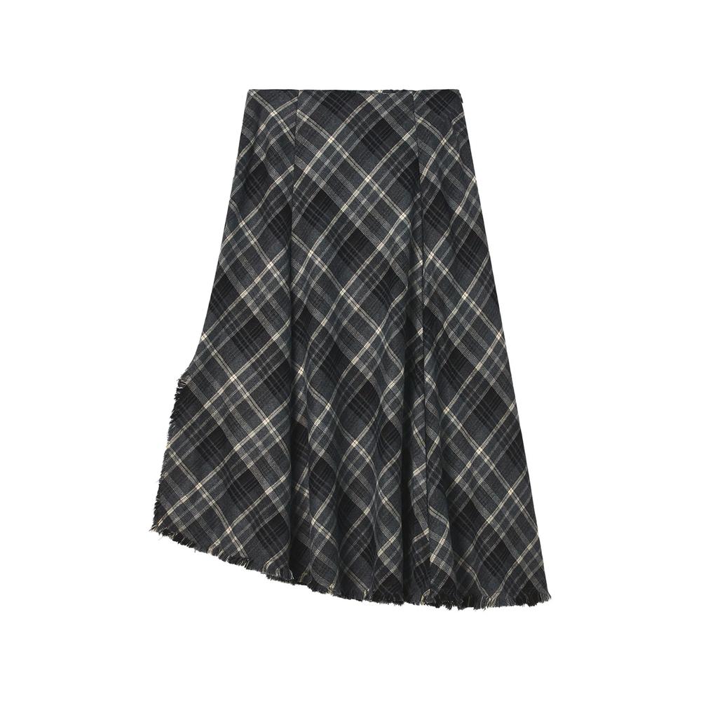 check-pattern asymmetric midi skirt 1