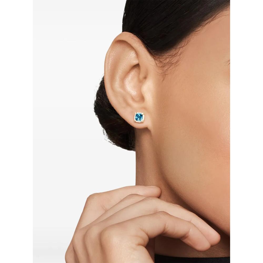 Серьги Petite Chatelaine из желтого золота с бриллиантами и топазом (5 мм) 2