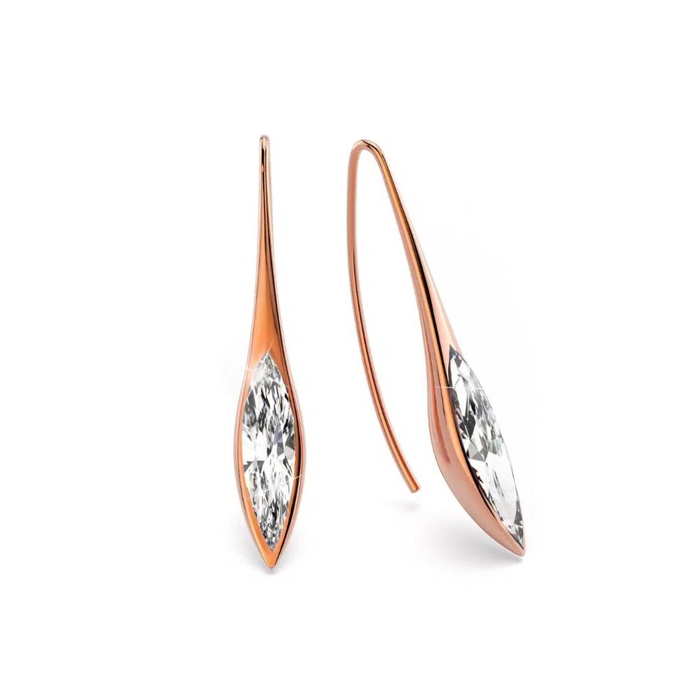 Серьги-капли «Красота Афины» с кристаллами SWAROVSKI®, розовое золото/прозрачный 1