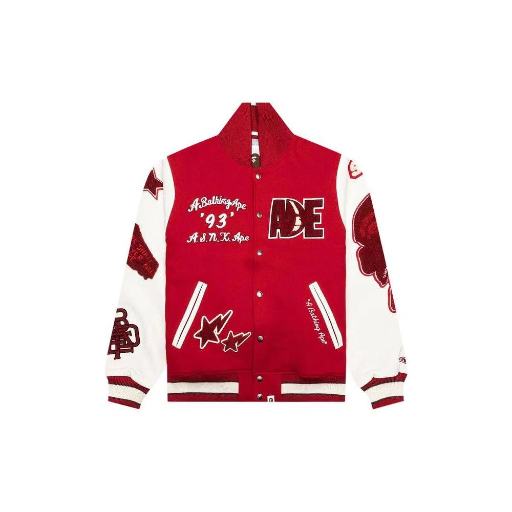 Куртки-университетки BAPE Multi Motif Varsity Jacket 'Red' 1
