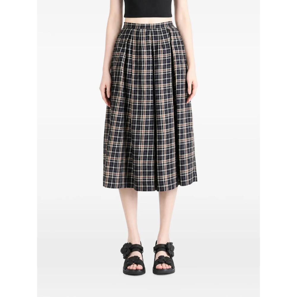 check-pattern pleated midi skirt 1