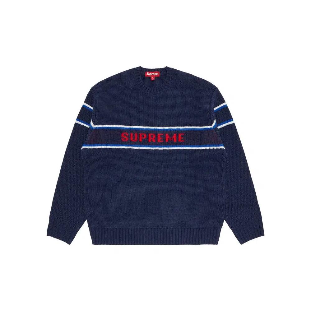 Свитера Supreme Chest Stripe Sweater «Тёмно-синий» 2