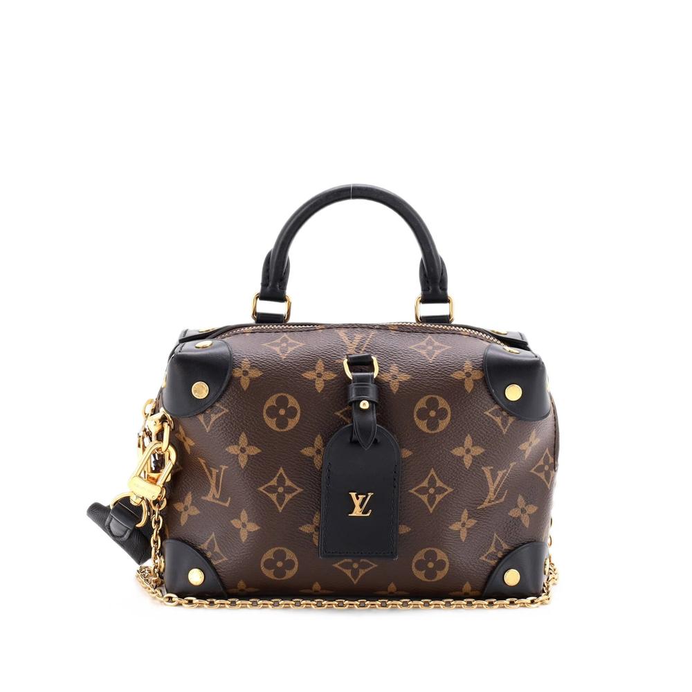Petite Malle Souple Handbag Monogram Canvas with Leather shoulder bag 1
