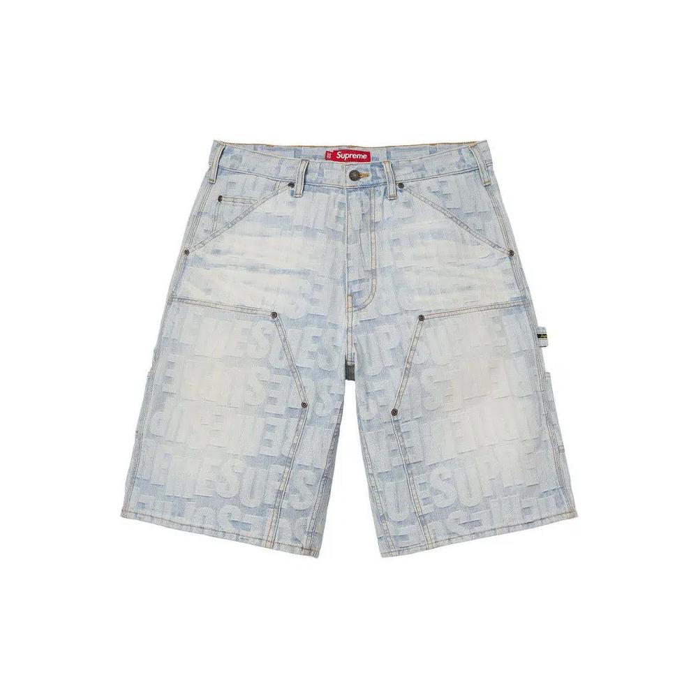 Шорты Supreme Repeat Jacquard Double Knee Denim Short 'Light Washed Indigo' 1