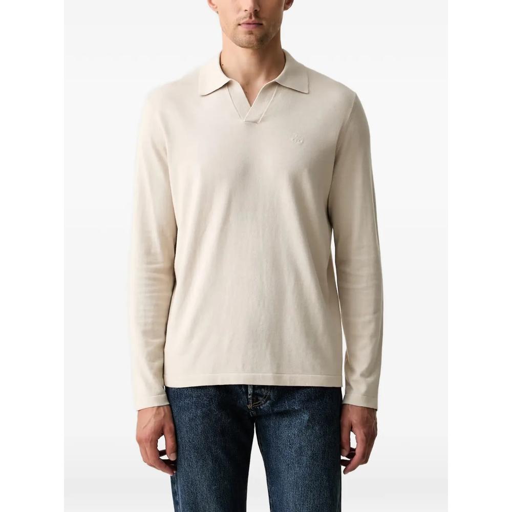 logo-embroidered fine-knit V-neck top 1