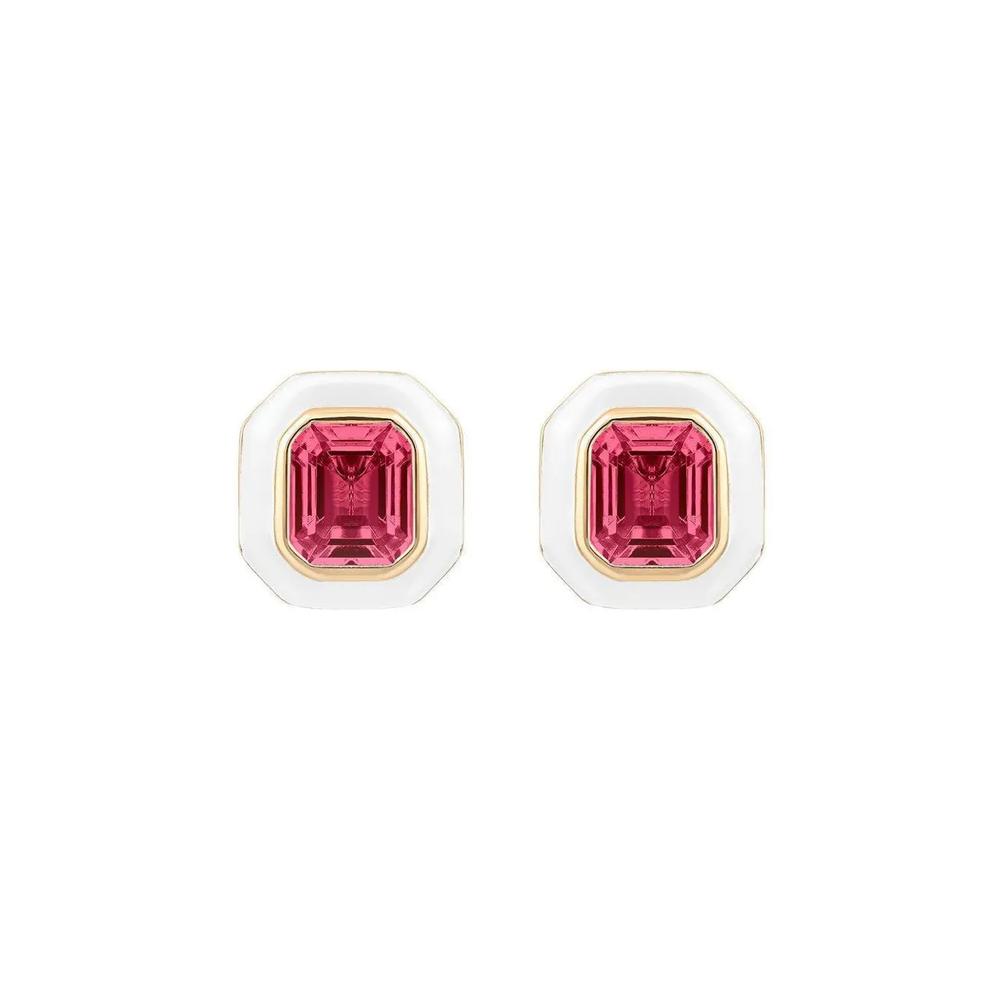 Серьги из желтого золота с рубеллитом 2