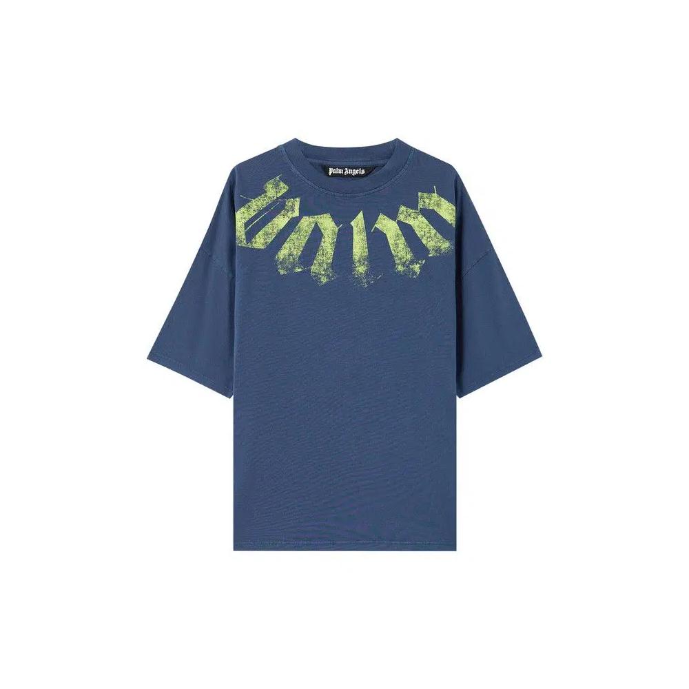 Футболки с коротким рукавом Palm Angels Big Neck Logo Loose Tee 'Navy/Blue/Lime' 1