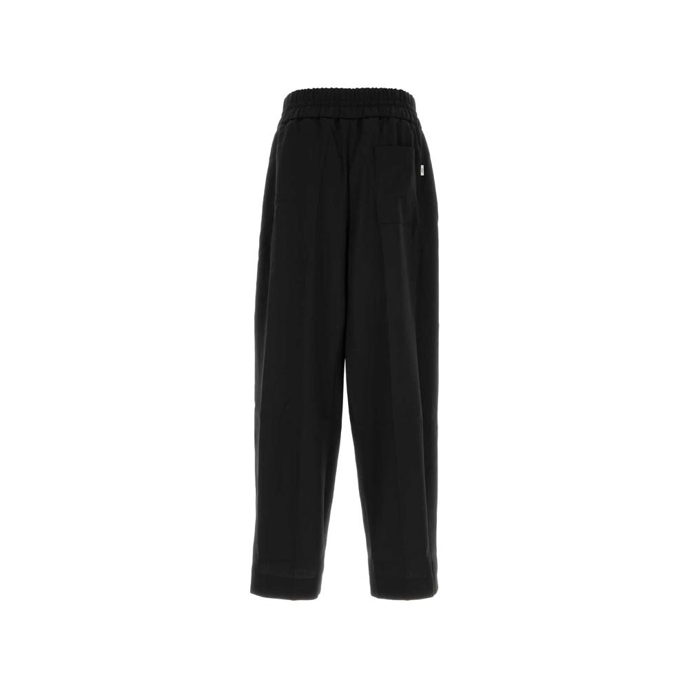 black elasticated-waist wool trousers 2