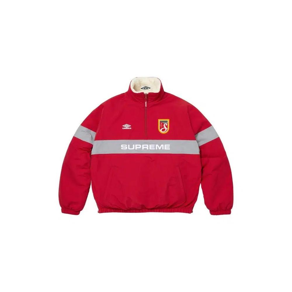 Куртки Supreme x Umbro Reversible Faux Fur Pullover 'Red' 1