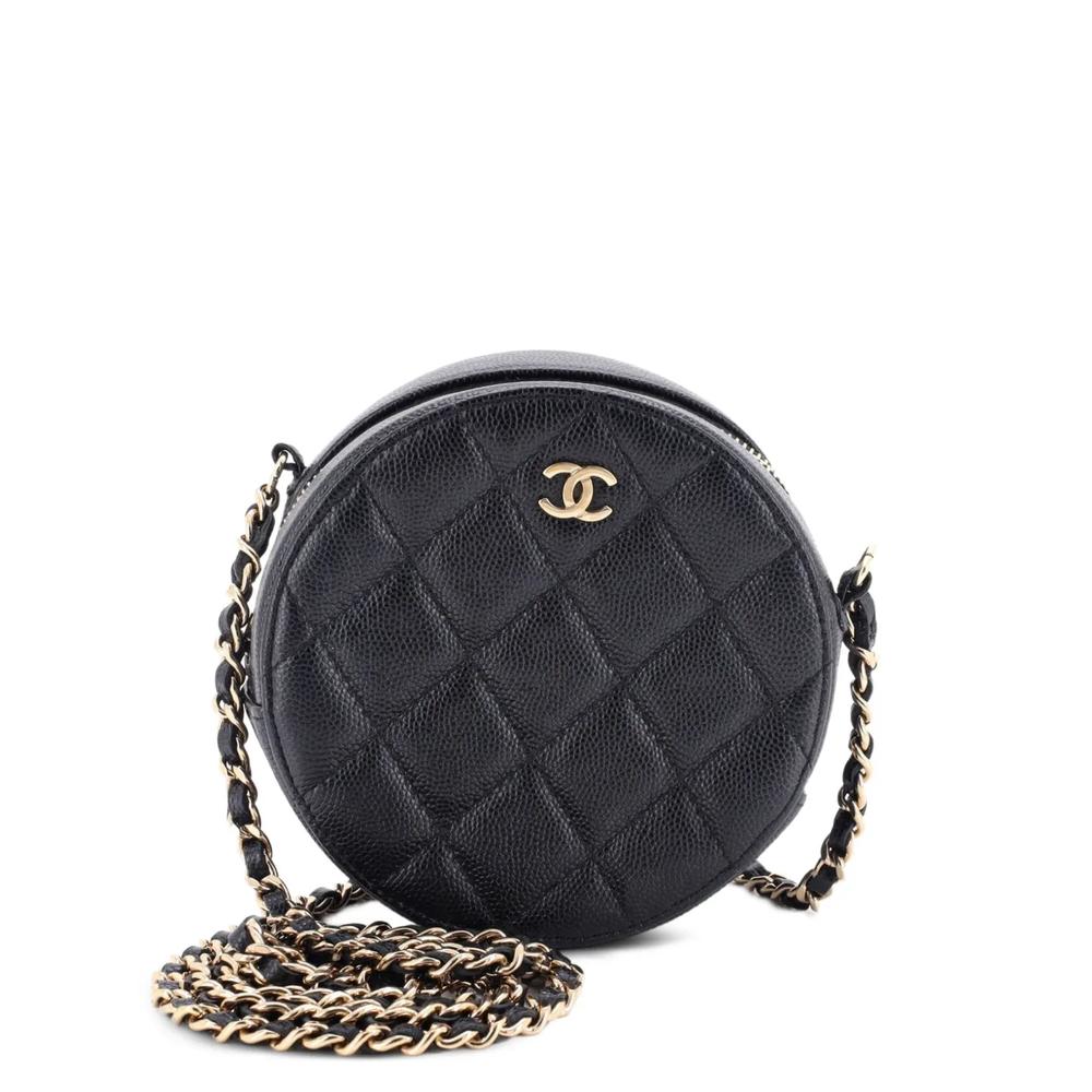 Мини-сумка через плечо Round Clutch with Chain Quilted Caviar 1
