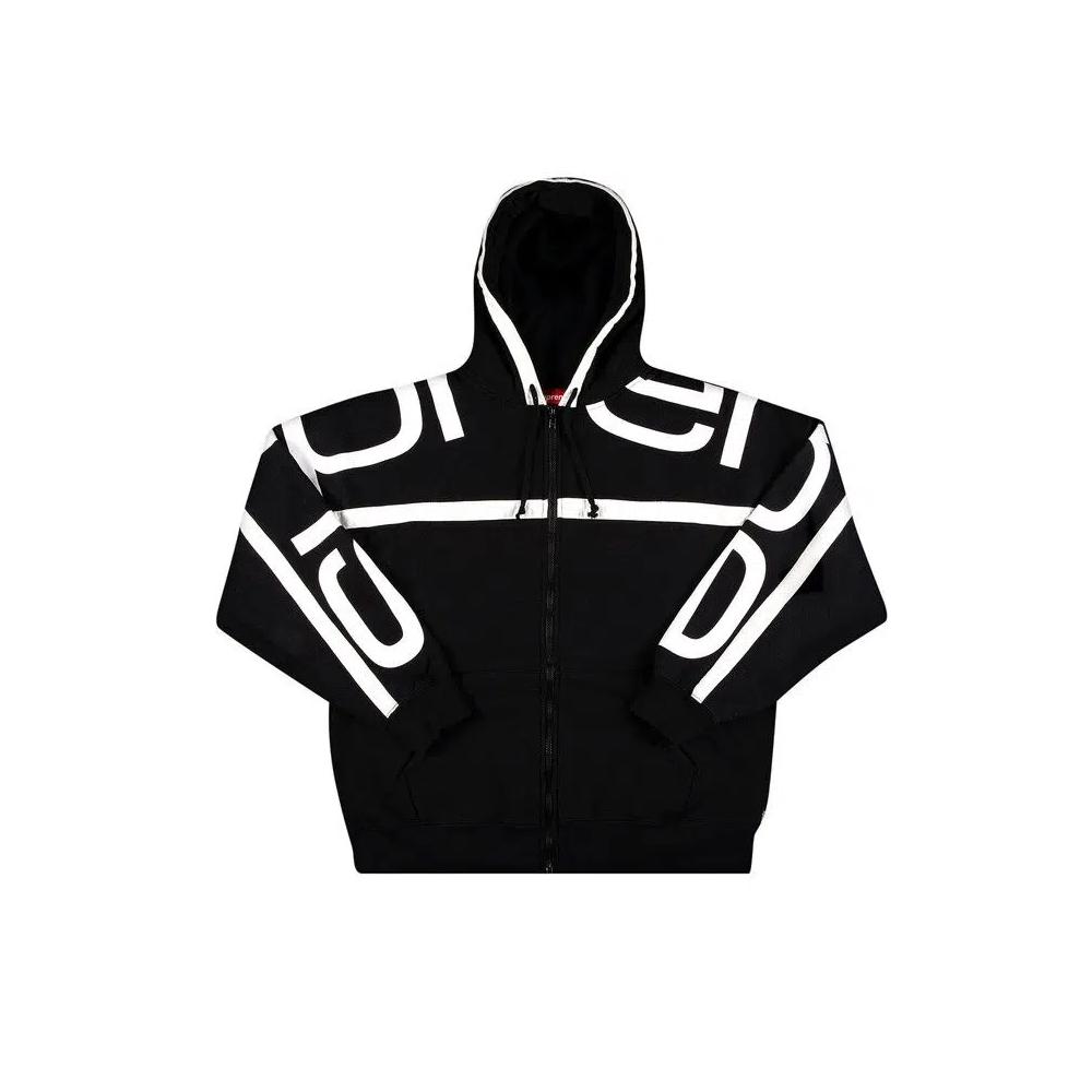 Молнии Supreme Big Logo Paneled Zip Up Hooded Sweatshirt 'Black' 1