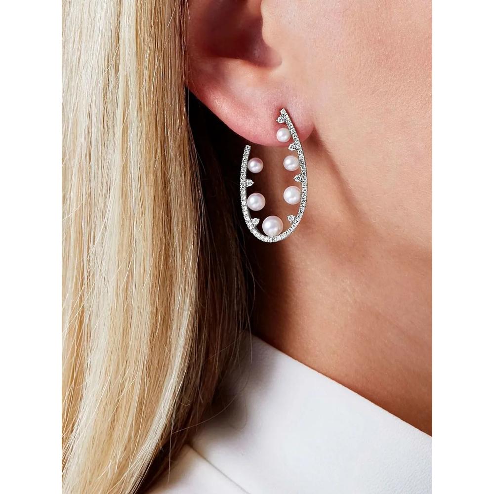 Серьги Sleek из белого золота с жемчугом и бриллиантами 2