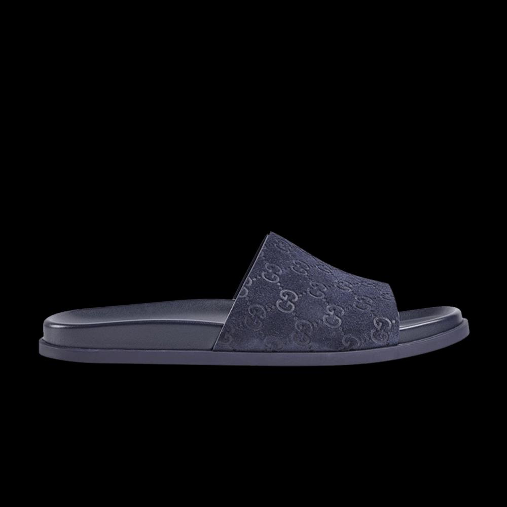 Сандалии-слайды Gucci 'Engraved GG Monogram - Navy' 1