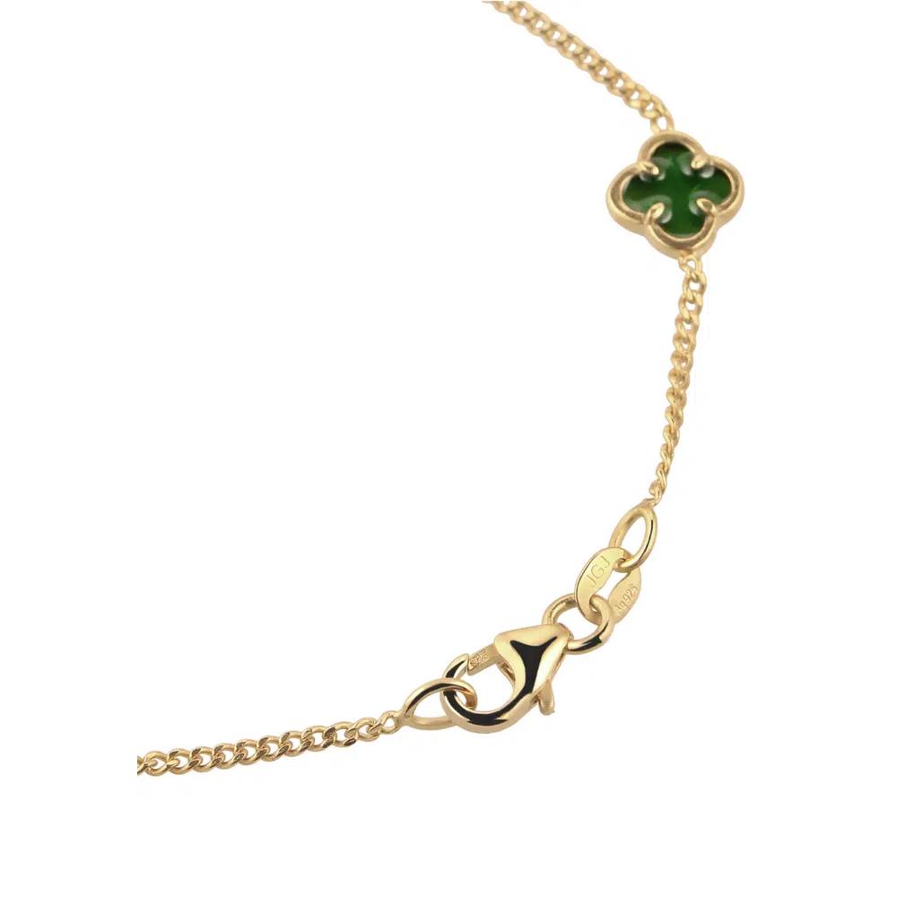 Браслет Green Enamel Cloverleaf – Серебро с позолотой 5