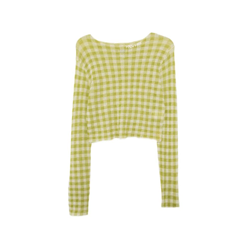 Топ Gingham Boatneck LS 1