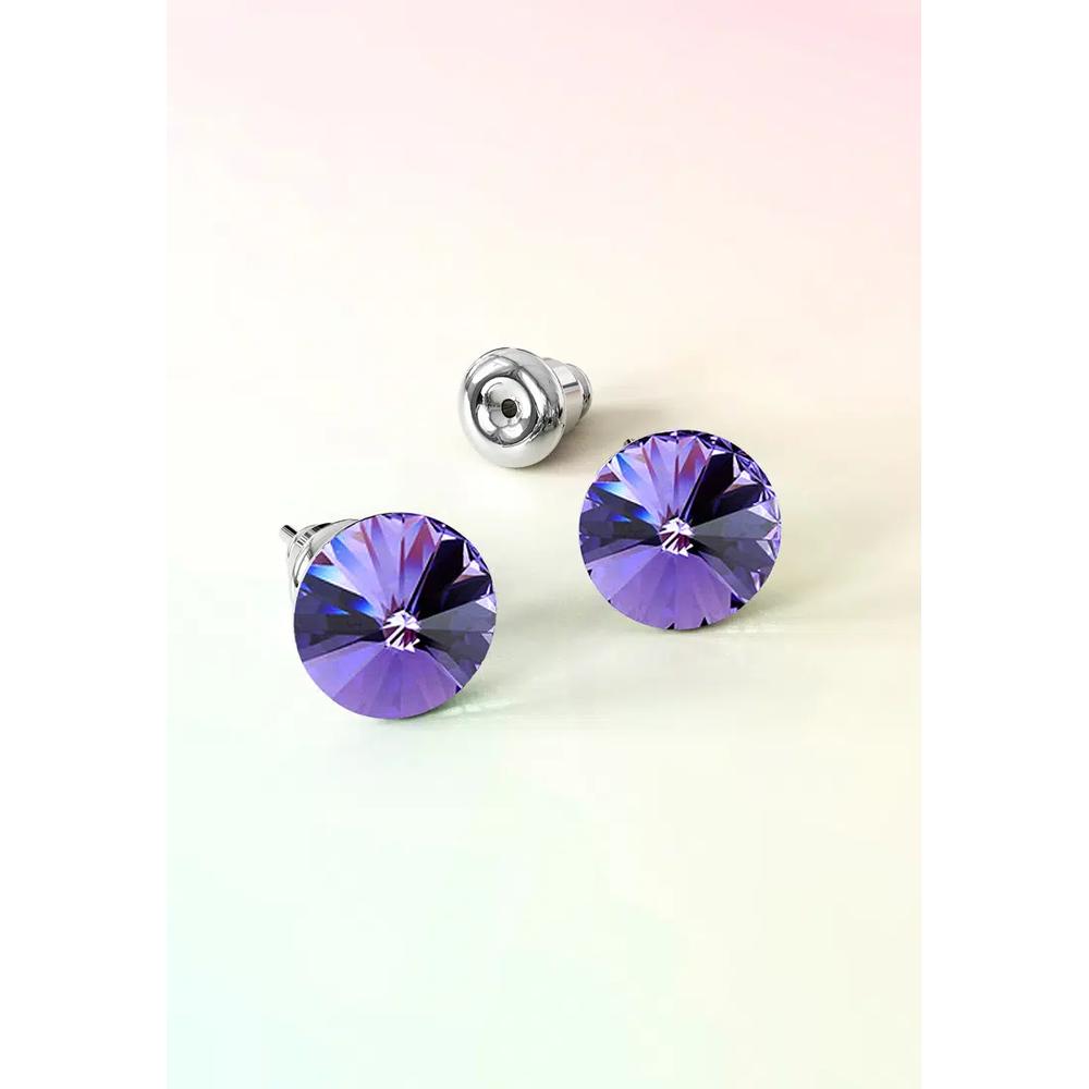 Apex Krystal Серьги-гвоздики, украшенные кристаллами SWAROVSKI® — белое золото/фиолетовый 2