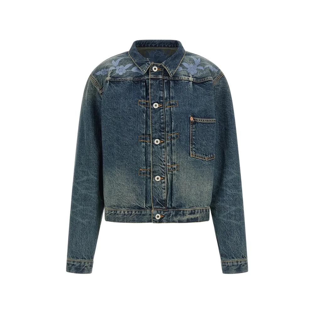 floral-embroidered denim jacket 1