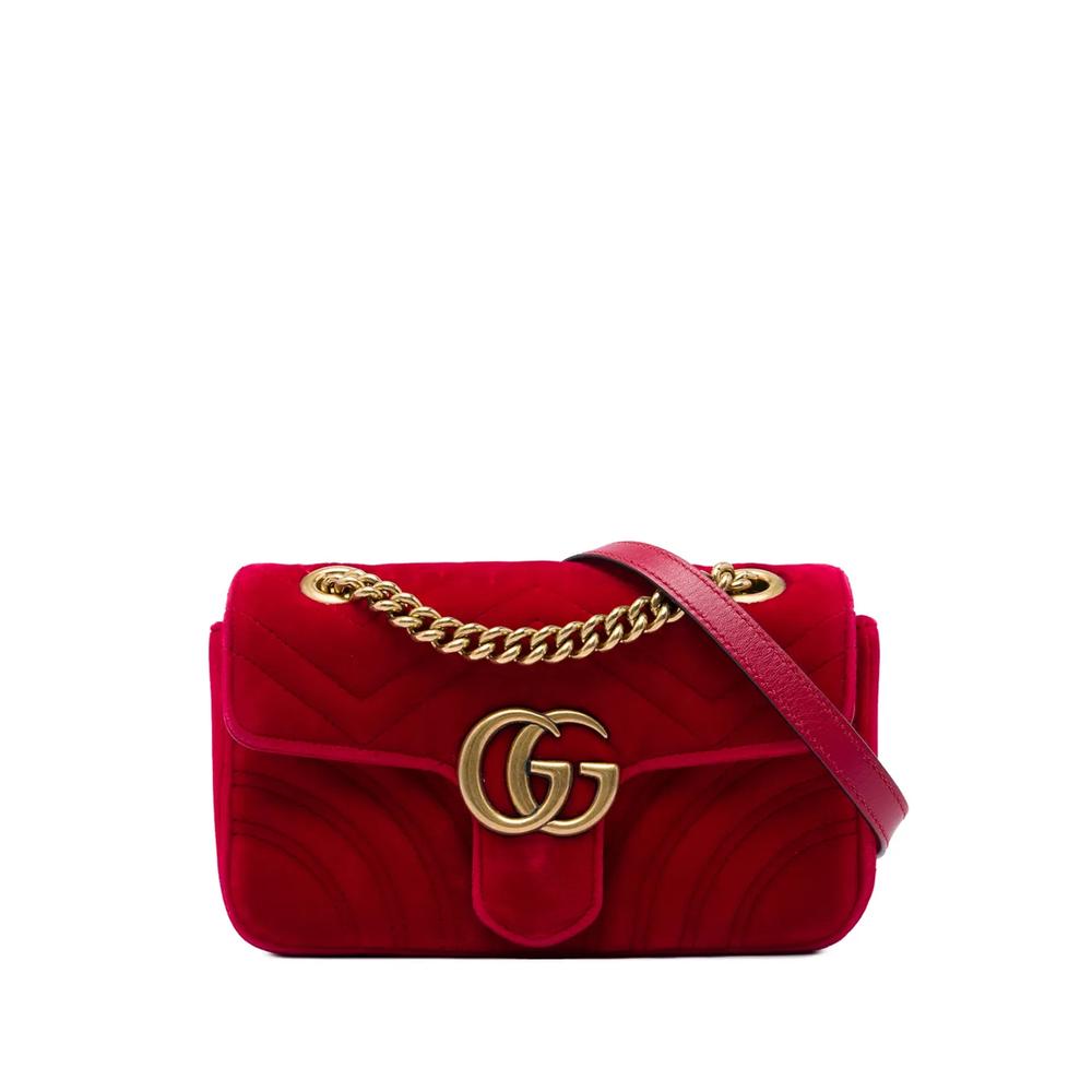 Маленькая сумка на плечо GG Marmont Matelasse Velvet (2016-2026 годы) 1