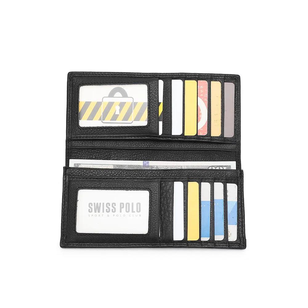 Длинный бумажник из натуральной кожи с RFID-защитой - черный 4