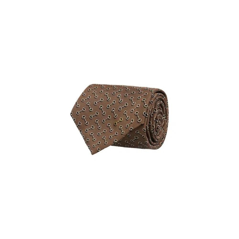 Разное Gucci Horsebit Silk Jacquard Tie 'Camel Multi' 1