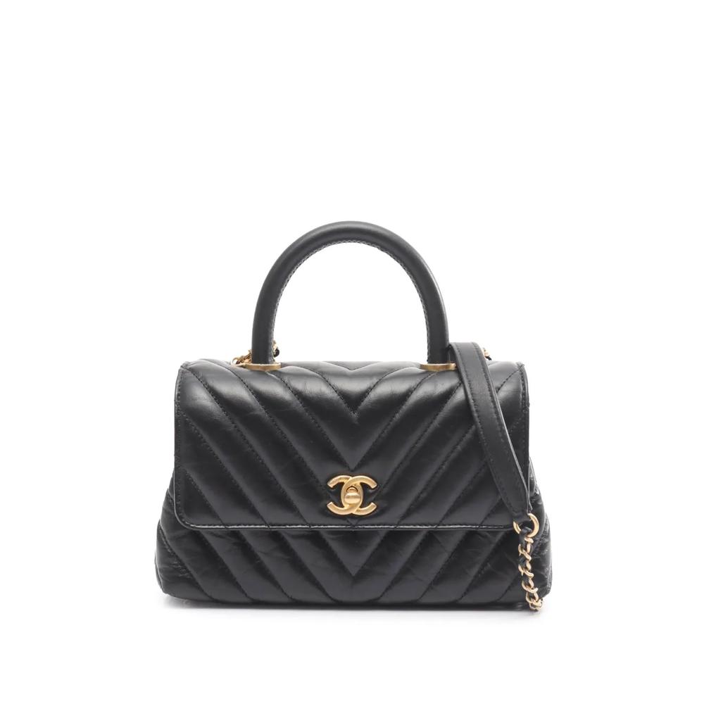 Маленькая сумка-сэтчел Chevron Aged Calfskin Coco с верхней ручкой (2018-2019 годы) 1
