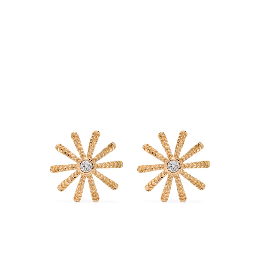 Серьга-гвоздик Tiny Sunflower из желтого золота с бриллиантами 1